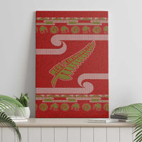New Zealand Christmas Canvas Wall Art Meri Kirihimete Silver Fern Knit Style Green Color LT03 - Polynesian Pride