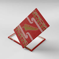 New Zealand Christmas Canvas Wall Art Meri Kirihimete Silver Fern Knit Style Green Color LT03 With Frame Green - Polynesian Pride