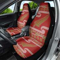 New Zealand Christmas Car Seat Cover Meri Kirihimete Silver Fern Knit Style Green Color LT03 - Polynesian Pride