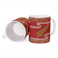 New Zealand Christmas Ceramic Mug Meri Kirihimete Silver Fern Knit Style Green Color LT03 - Polynesian Pride
