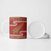 New Zealand Christmas Ceramic Mug Meri Kirihimete Silver Fern Knit Style Green Color LT03 - Polynesian Pride