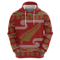 New Zealand Christmas Hoodie Meri Kirihimete Silver Fern Knit Style Green Color LT03 - Polynesian Pride
