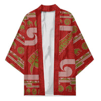 New Zealand Christmas Kimono Meri Kirihimete Silver Fern Knit Style Green Color LT03 Unisex Green - Polynesian Pride