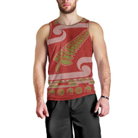 New Zealand Christmas Men Tank Top Meri Kirihimete Silver Fern Knit Style Green Color LT03 - Polynesian Pride