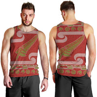 New Zealand Christmas Men Tank Top Meri Kirihimete Silver Fern Knit Style Green Color LT03 - Polynesian Pride