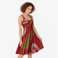 New Zealand Christmas Midi Dress Meri Kirihimete Silver Fern Knit Style Green Color LT03 - Polynesian Pride