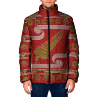 New Zealand Christmas Padded Jacket Meri Kirihimete Silver Fern Knit Style Green Color LT03 Men Green - Polynesian Pride