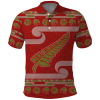 New Zealand Christmas Polo Shirt Meri Kirihimete Silver Fern Knit Style Green Color LT03 Green - Polynesian Pride