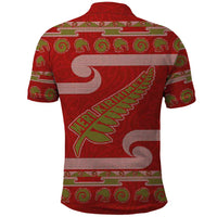 New Zealand Christmas Polo Shirt Meri Kirihimete Silver Fern Knit Style Green Color LT03 - Polynesian Pride