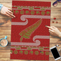 New Zealand Christmas Puzzle Meri Kirihimete Silver Fern Knit Style Green Color LT03 Green - Polynesian Pride