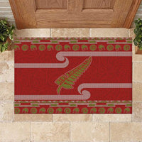 New Zealand Christmas Rubber Doormat Meri Kirihimete Silver Fern Knit Style Green Color LT03 Green - Polynesian Pride
