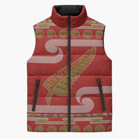 New Zealand Christmas Sleeveless Puffer Jacket Meri Kirihimete Silver Fern Knit Style Green Color LT03 Unisex Green - Polynesian Pride