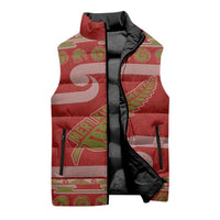 New Zealand Christmas Sleeveless Puffer Jacket Meri Kirihimete Silver Fern Knit Style Green Color LT03 - Polynesian Pride