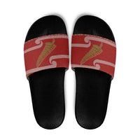 New Zealand Christmas Slide Sandals Meri Kirihimete Silver Fern Knit Style Green Color LT03 Green - Polynesian Pride