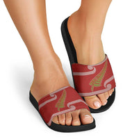 New Zealand Christmas Slide Sandals Meri Kirihimete Silver Fern Knit Style Green Color LT03 - Polynesian Pride