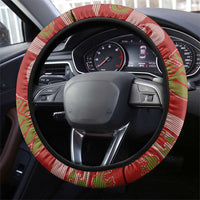 New Zealand Christmas Steering Wheel Cover Meri Kirihimete Silver Fern Knit Style Green Color LT03 - Polynesian Pride
