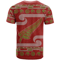 New Zealand Christmas T Shirt Meri Kirihimete Silver Fern Knit Style Green Color LT03 - Polynesian Pride
