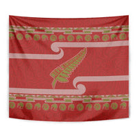New Zealand Christmas Tapestry Meri Kirihimete Silver Fern Knit Style Green Color LT03 - Polynesian Pride