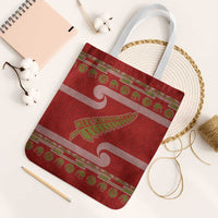 New Zealand Christmas Tote Bag Meri Kirihimete Silver Fern Knit Style Green Color LT03 White Strap One Size Green - Polynesian Pride