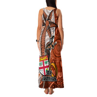 Fiji Australia Rugby Family Matching Tank Maxi Dress and Hawaiian Shirt Kangaroo and Palm Tree Orange Tapa Pattern Mix Aboriginal LT03 - Polynesian Pride