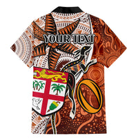 Personalised Fiji Australia Rugby Family Matching Mermaid Dress and Hawaiian Shirt Kangaroo and Palm Tree Orange Tapa Pattern Mix Aboriginal LT03 - Polynesian Pride