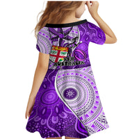 Fiji Australia Rugby Family Matching Mermaid Dress and Hawaiian Shirt Kangaroo and Palm Tree Purple Tapa Pattern Mix Aboriginal LT03 - Polynesian Pride