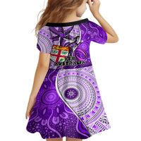 Fiji Australia Rugby Family Matching Summer Maxi Dress and Hawaiian Shirt Kangaroo and Palm Tree Purple Tapa Pattern Mix Aboriginal LT03 - Polynesian Pride
