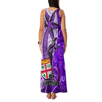 Fiji Australia Rugby Family Matching Tank Maxi Dress and Hawaiian Shirt Kangaroo and Palm Tree Purple Tapa Pattern Mix Aboriginal LT03 - Polynesian Pride