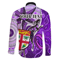 Personalised Fiji Australia Rugby Family Matching Summer Maxi Dress and Hawaiian Shirt Kangaroo and Palm Tree Purple Tapa Pattern Mix Aboriginal LT03 - Polynesian Pride