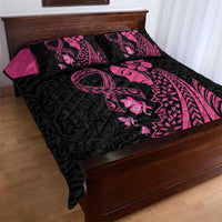 Breast Cancer Awareness Quilt Bed Set Think Pink Polynesian Ribbon and Butterfly