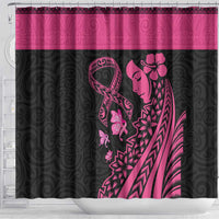 Breast Cancer Awareness Shower Curtain Think Pink Polynesian Ribbon and Butterfly