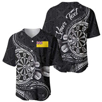 Personalised Niue Darts Masters Baseball Jersey Tribal Hiapo Dartboard - Polynesian Pride