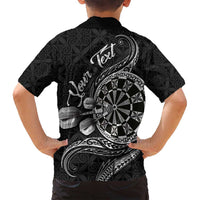 Personalised Niue Darts Masters Family Matching Long Sleeve Bodycon Dress and Hawaiian Shirt Tribal Hiapo Dartboard LT03 - Polynesian Pride