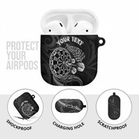 Personalised New Zealand Aotearoa Darts Masters AirPods Case Tribal Silver Fern and Ta Moko Dartboard LT03 - Polynesian Pride