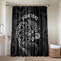 Personalised New Zealand Aotearoa Darts Masters Bathroom Set Tribal Silver Fern and Ta Moko Dartboard LT03 Shower Curtain Only Black - Polynesian Pride