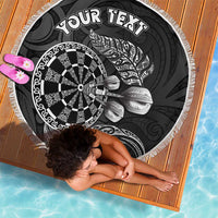 Personalised New Zealand Aotearoa Darts Masters Beach Blanket Tribal Silver Fern and Ta Moko Dartboard LT03 - Polynesian Pride