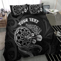 Personalised New Zealand Aotearoa Darts Masters Bedding Set Tribal Silver Fern and Ta Moko Dartboard LT03 - Polynesian Pride