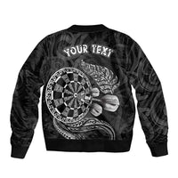 Personalised New Zealand Aotearoa Darts Masters Bomber Jacket Tribal Silver Fern and Ta Moko Dartboard LT03 - Polynesian Pride