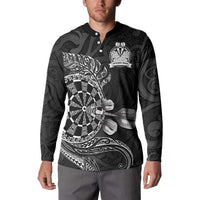 Personalised New Zealand Aotearoa Darts Masters Button Sweatshirt Tribal Silver Fern and Ta Moko Dartboard LT03 - Polynesian Pride