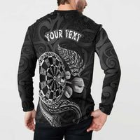 Personalised New Zealand Aotearoa Darts Masters Button Sweatshirt Tribal Silver Fern and Ta Moko Dartboard LT03 - Polynesian Pride