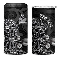 Personalised New Zealand Aotearoa Darts Masters 4 in 1 Can Cooler Tumbler Tribal Silver Fern and Ta Moko Dartboard LT03 One Size: 16 oz Black - Polynesian Pride