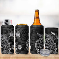 Personalised New Zealand Aotearoa Darts Masters 4 in 1 Can Cooler Tumbler Tribal Silver Fern and Ta Moko Dartboard LT03 - Polynesian Pride