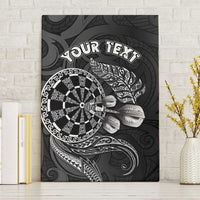 Personalised New Zealand Aotearoa Darts Masters Canvas Wall Art Tribal Silver Fern and Ta Moko Dartboard LT03 Without Frame Black - Polynesian Pride