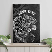 Personalised New Zealand Aotearoa Darts Masters Canvas Wall Art Tribal Silver Fern and Ta Moko Dartboard LT03 - Polynesian Pride