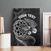 Personalised New Zealand Aotearoa Darts Masters Canvas Wall Art Tribal Silver Fern and Ta Moko Dartboard LT03 - Polynesian Pride