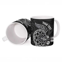 Personalised New Zealand Aotearoa Darts Masters Ceramic Mug Tribal Silver Fern and Ta Moko Dartboard LT03 - Polynesian Pride