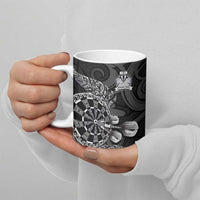 Personalised New Zealand Aotearoa Darts Masters Ceramic Mug Tribal Silver Fern and Ta Moko Dartboard LT03 - Polynesian Pride