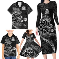 Personalised New Zealand Aotearoa Darts Masters Family Matching Long Sleeve Bodycon Dress and Hawaiian Shirt Tribal Silver Fern and Ta Moko Dartboard LT03 - Polynesian Pride