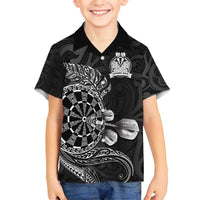 Personalised New Zealand Aotearoa Darts Masters Family Matching Summer Maxi Dress and Hawaiian Shirt Tribal Silver Fern and Ta Moko Dartboard LT03 Son's Shirt Black - Polynesian Pride