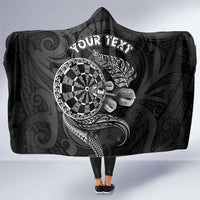 Personalised New Zealand Aotearoa Darts Masters Hooded Blanket Tribal Silver Fern and Ta Moko Dartboard LT03 One Size Black - Polynesian Pride